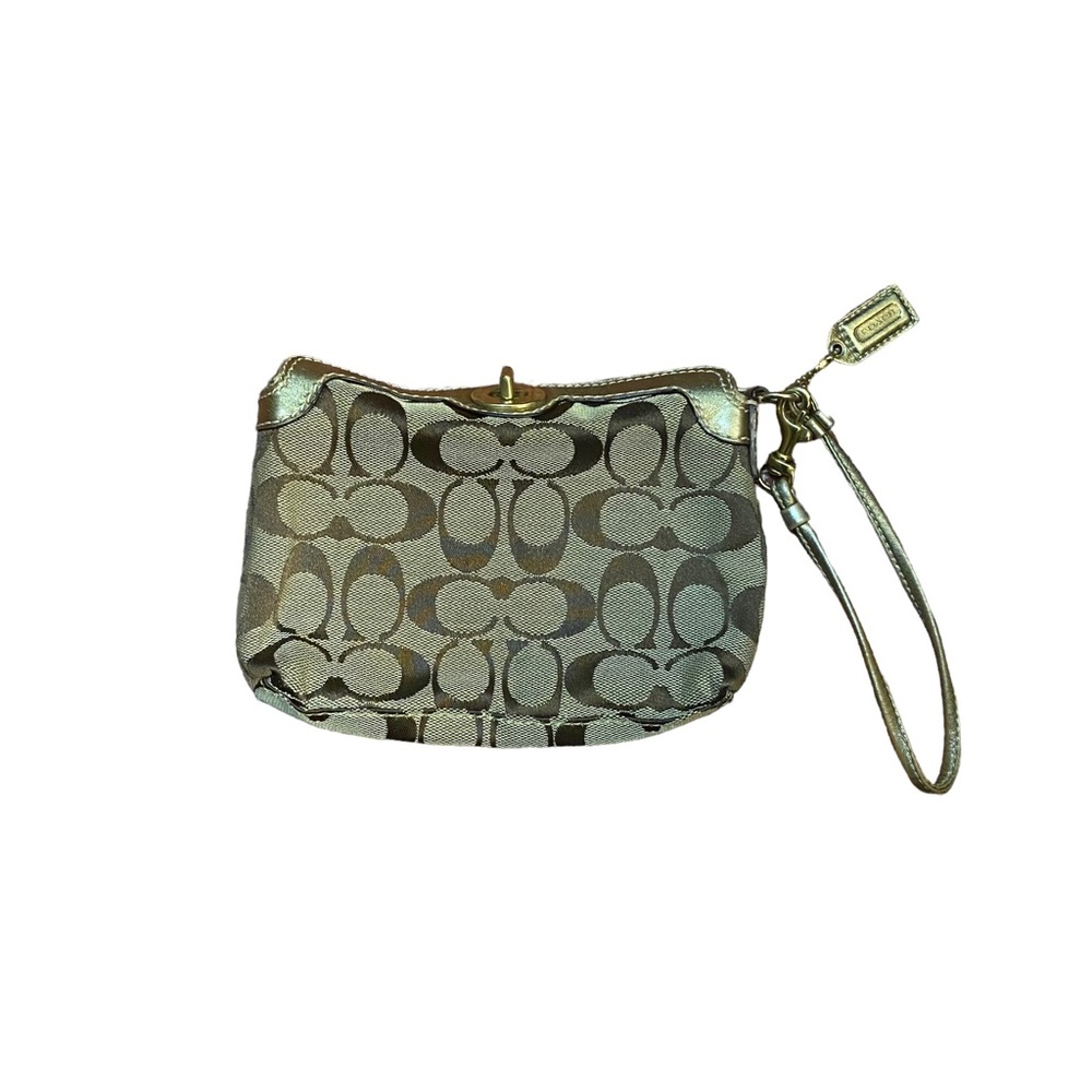 Vintage Y2k Authentic Coach Signature Jacquard Brown Pouch Bag